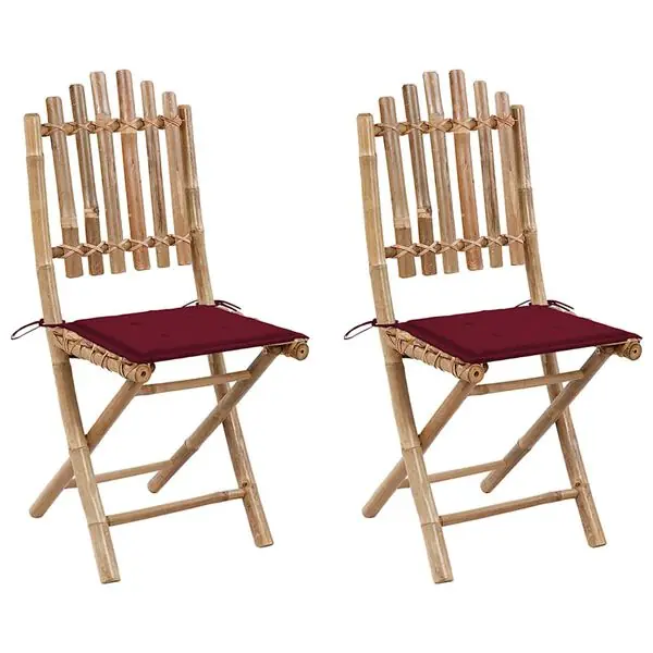 Endast idag vidaXL Hopfällbara trädgårdsstolar med dynor 2 st bambu
