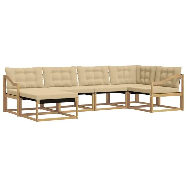 Kundfavorit vidaXL Utomhussoffset med kudde 6 pcs Vit och Beige