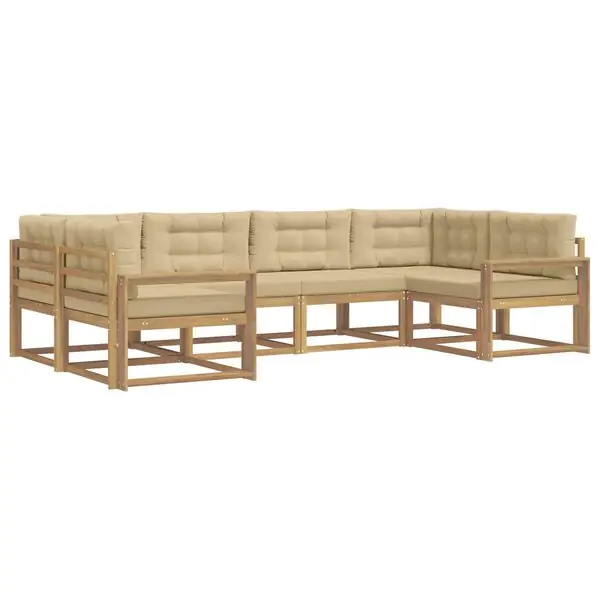 Populärt val vidaXL Utomhussoffset med kudde 6 pcs Vit och Beige