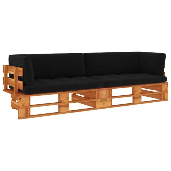 vidaXL Pallsoffa 2-sits med dynor honungsbrun impregnerad furu Sista chansen