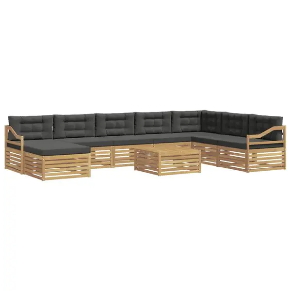 Expressleverans vidaXL Utomhussoffset med kudde 9 pcs Vit och antracit Polyester