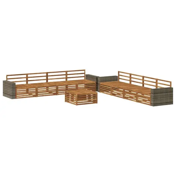 vidaXL Utomhussoffset 9 pcs Naturlig Massivt akaciaträ Utförsäljning