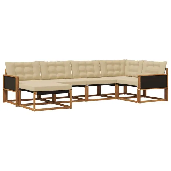 Reapris vidaXL Utomhussoffset med kudde 6 pcs Naturlig och Beige