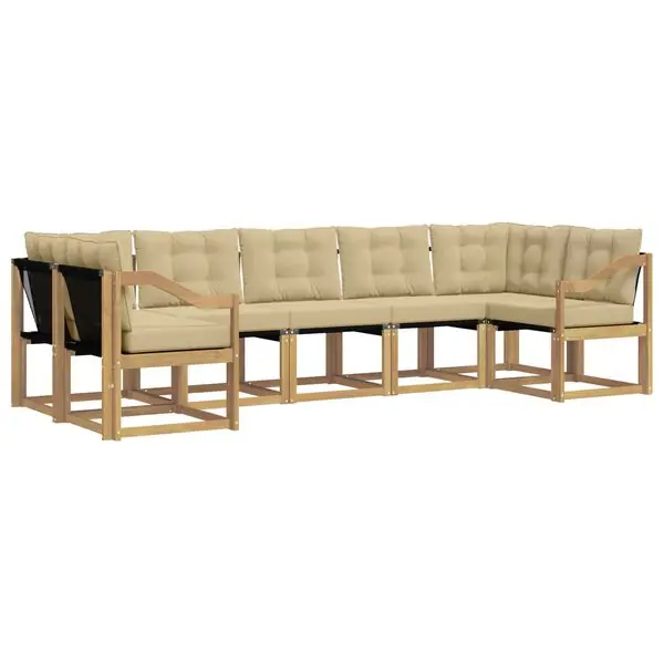 Extra rabatt vidaXL Utomhussoffset med kudde 7 pcs Vit och Beige