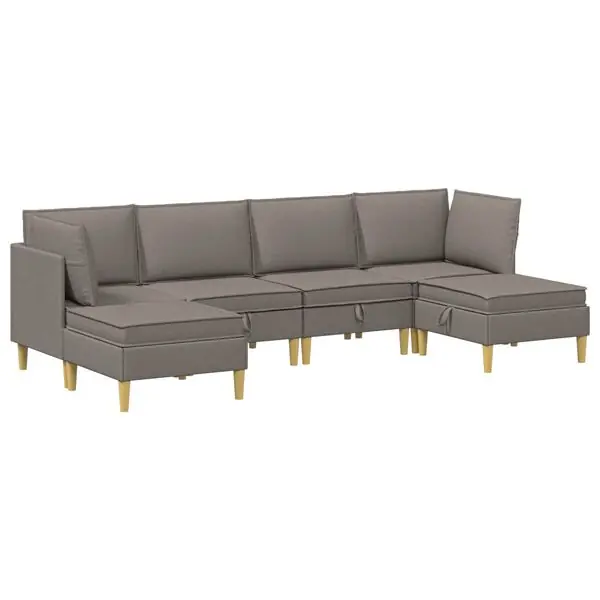 vidaXL Möbelset för vardagsrummet med kudde 6 pcs Taupe Tyg Beställ idag