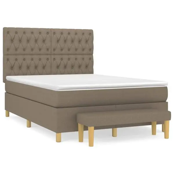 Begränsat antal vidaXL Ramsäng med madrass taupe 140x200 cm tyg