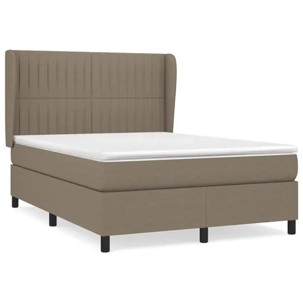 vidaXL Ramsäng med madrass taupe 140x190 cm tyg Begränsat erbjudande