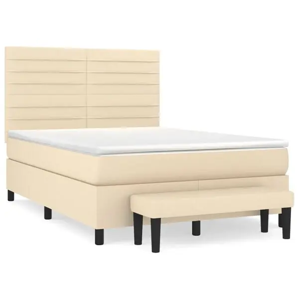 Populärt val vidaXL Ramsäng med madrass gräddvit 140x190 cm tyg