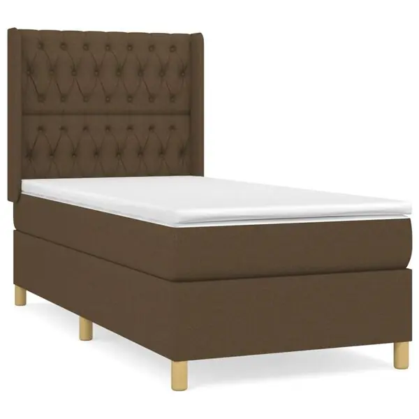 vidaXL Ramsäng med madrass mörkbrun 90x190 cm tyg Populärt val