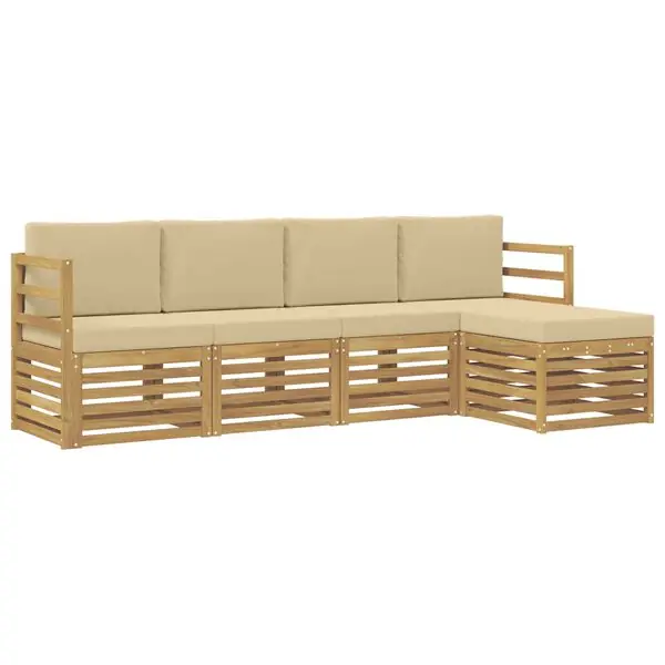 vidaXL Utomhussoffset med kudde 5 pcs Vit och Beige Polyester Köp nu