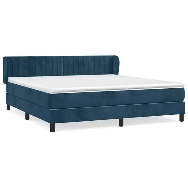 vidaXL Ramsäng med madrass mörkblå 180x200 cm sammet Outlet