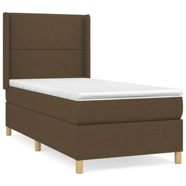 Beställ idag vidaXL Ramsäng med madrass mörkbrun 90x190 cm tyg