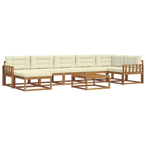 vidaXL Utomhussoffset med kudde 8 pcs Naturlig och Grädde Sista chansen