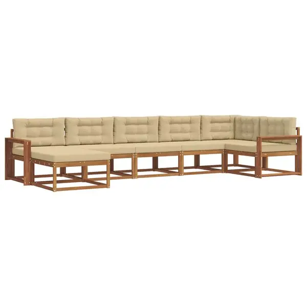 Kampanjpris vidaXL Utomhussoffset med kudde 7 pcs Naturlig och Beige