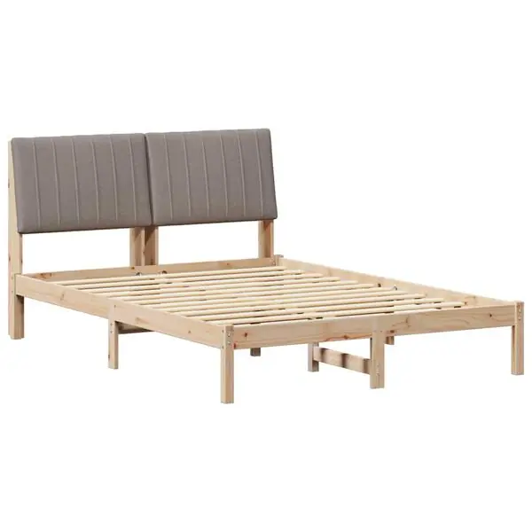 vidaXL Sängram med huvudgavel Brun 135 x 190 cm Massiv furu Rabatter