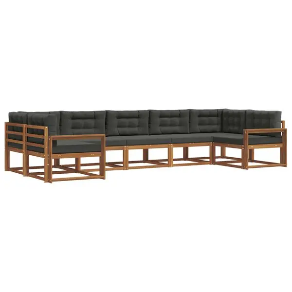 vidaXL Utomhussoffset med kudde 7 pcs Naturlig och Antracit Erbjudandepris