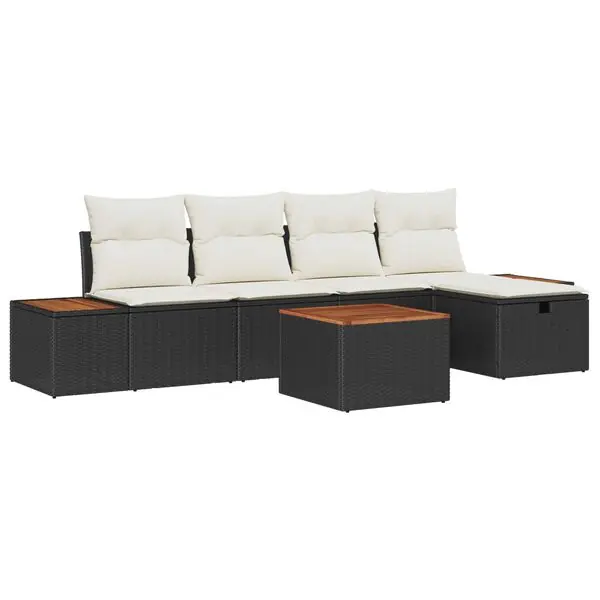 Sista chansen vidaXL Trädgårdsoffset med kudde 6 pcs Svart konstrotting