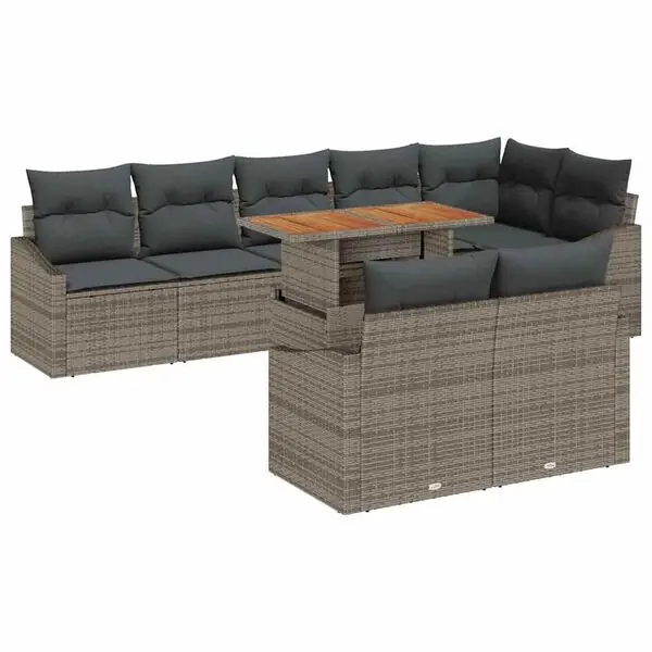 Nyhet vidaXL Trädgårdsoffset med lagring 9 pcs Grå Poly rattan