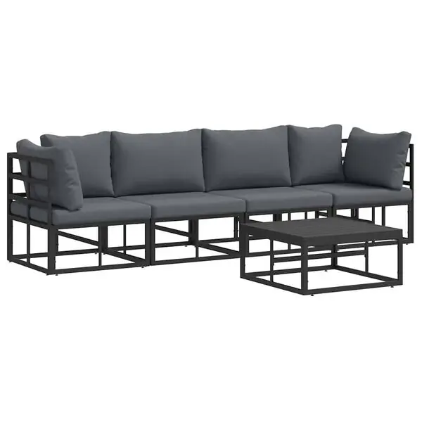 Sänkt pris vidaXL Trädgårdsoffset 5 pcs Svart Metall