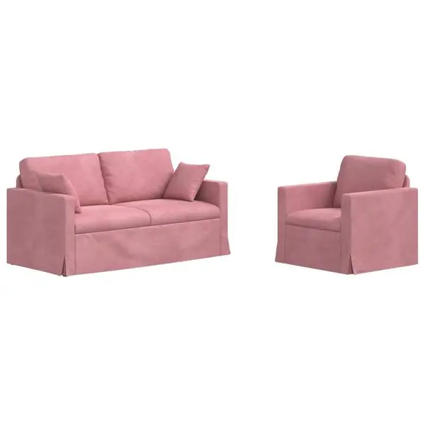 vidaXL Soffset 2 pcs Rosa 158 x 78 x 80 cm Sammet Köp nu