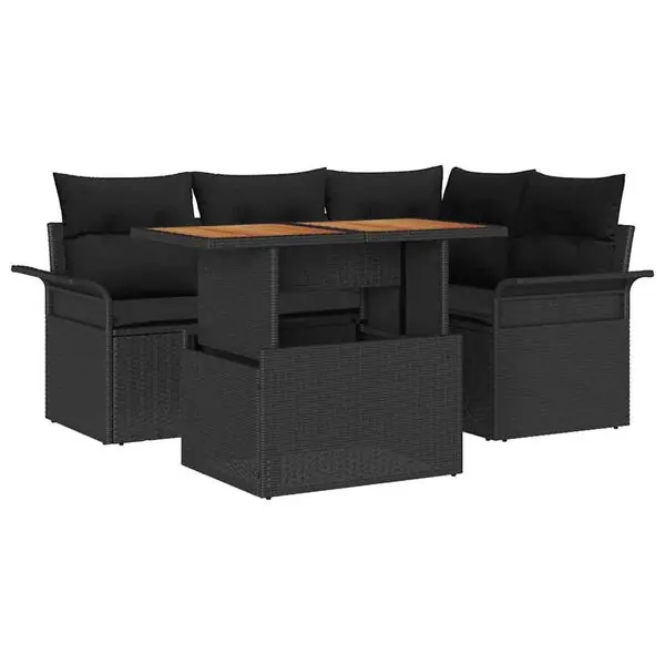 Bästa pris vidaXL Trädgårdsoffset med lagring 5 pcs Svart Poly rattan