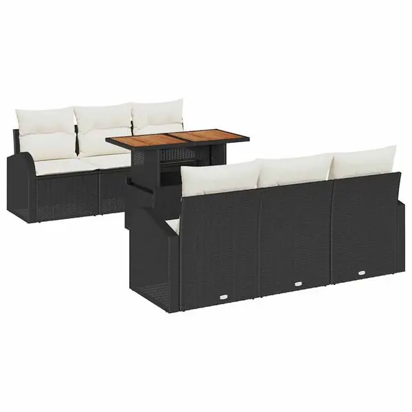 Köp nu vidaXL Trädgårdsoffset med lagring 7 pcs Svart Poly rattan