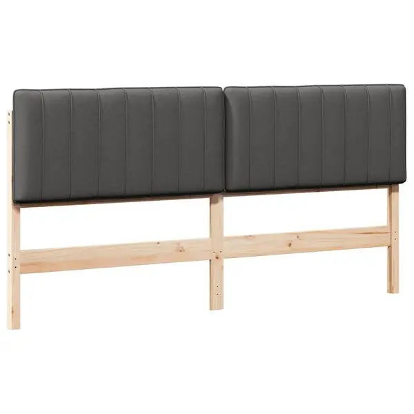 Premium vidaXL Klädd sänggavel Brun och Mörkgrå 200 cm Massiv furu
