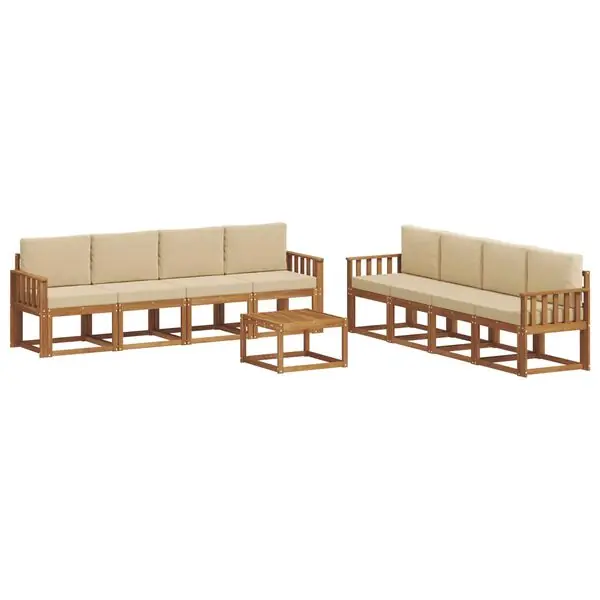 vidaXL Utomhussoffset med kudde 9 pcs Naturlig och Beige Billig