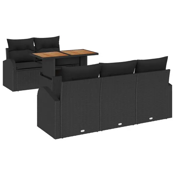 vidaXL Trädgårdsoffset med lagring 6 pcs Svart Poly rattan Fynd