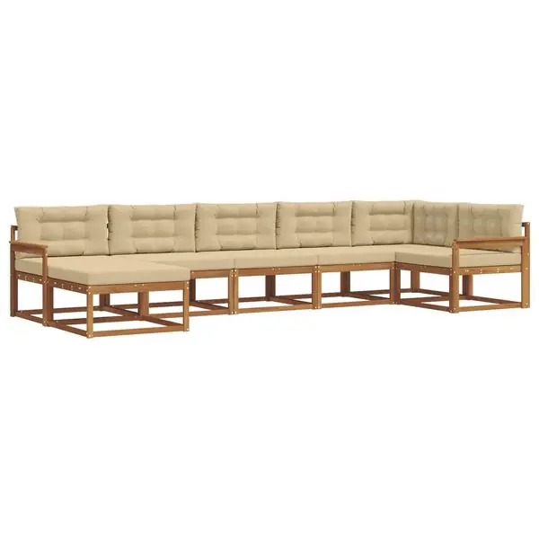 vidaXL Utomhussoffset med kudde 7 pcs Naturlig och Beige Trygg betalning