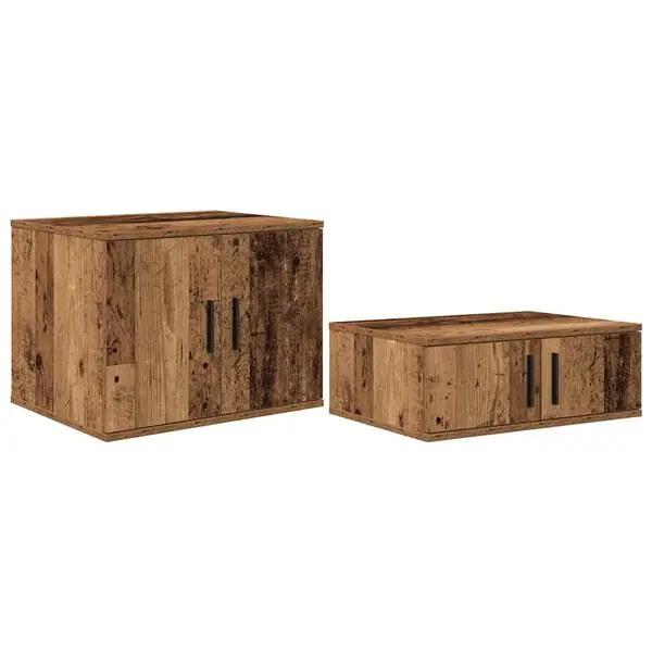 Premium vidaXL Förvaringsskåp 2 pcs Gammalt trä 127 x 41 x 40 cm