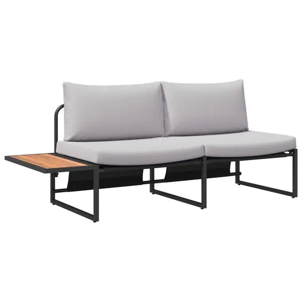 Fynd vidaXL Trädgårdsoffa med kudde Ljusgrå 200,5 x 70 x 85,5 cm Stål