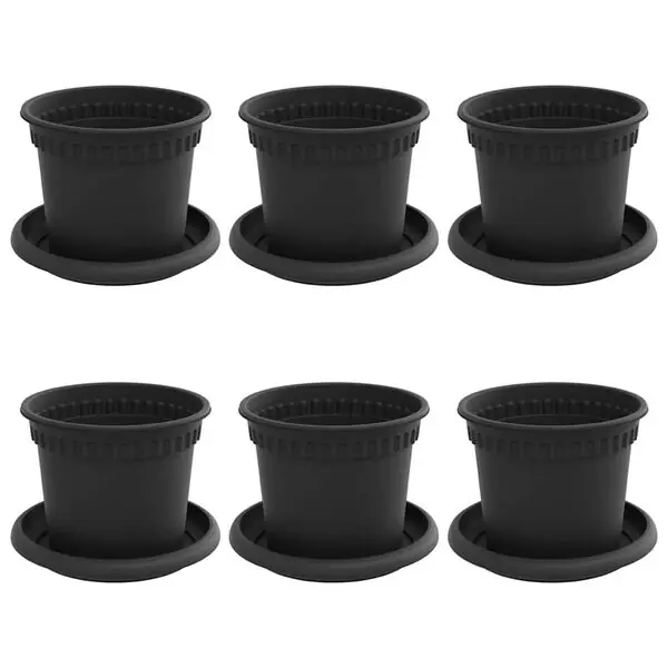 Kundfavorit vidaXL Växtkrukor 6 pcs Svart Ø 12,5 x 10 cm Plast