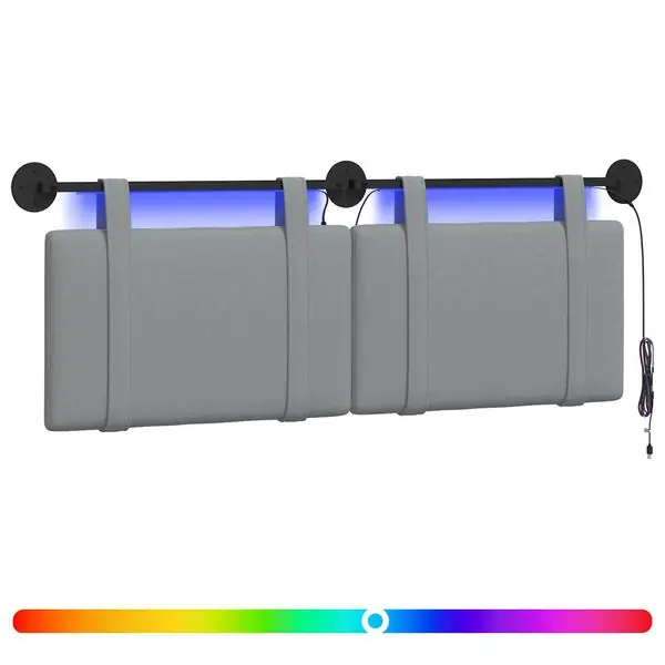 Populärt val vidaXL Hängande sänggavel Med LED-lampa Ljusgrå Tyg