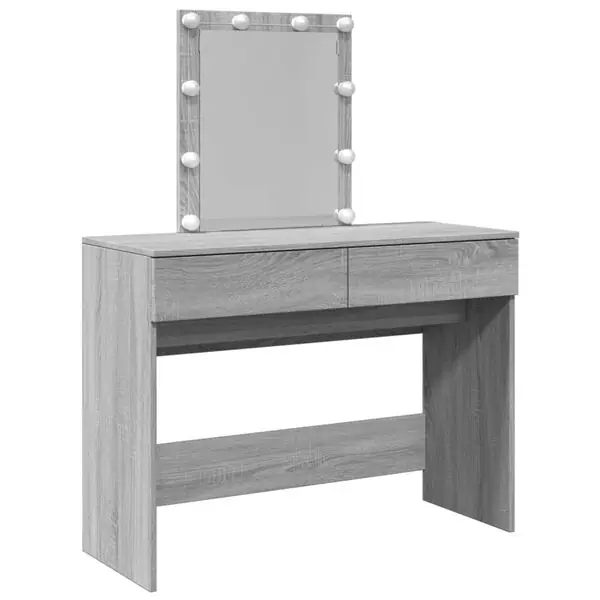 Sänkt pris vidaXL Sminkbord med LED grå sonoma 100x40x130 cm