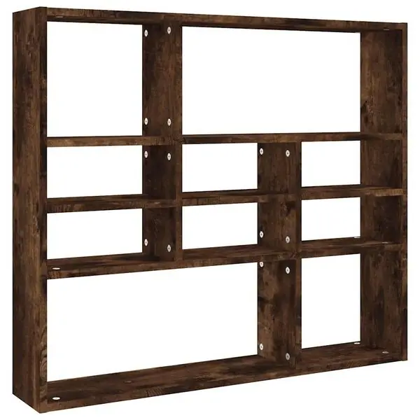 vidaXL Vägghylla rökfärgad ek 90x16x78 cm konstruerat trä Populär
