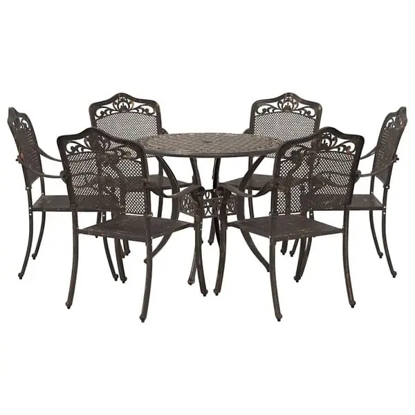 Sista chansen vidaXL Trädgårdsmöbelset 7 pcs Brons Aluminium