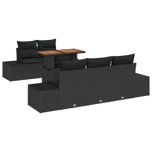 Populär vidaXL Trädgårdsoffset med lagring 6 pcs Svart Poly rattan
