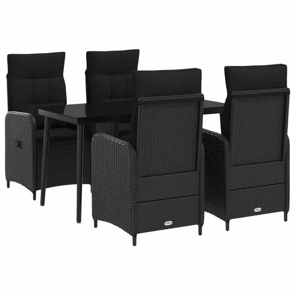 Lägg i varukorgen vidaXL Soffbord Set 5 pcs Svart PE rotting och pulverlackerad stål