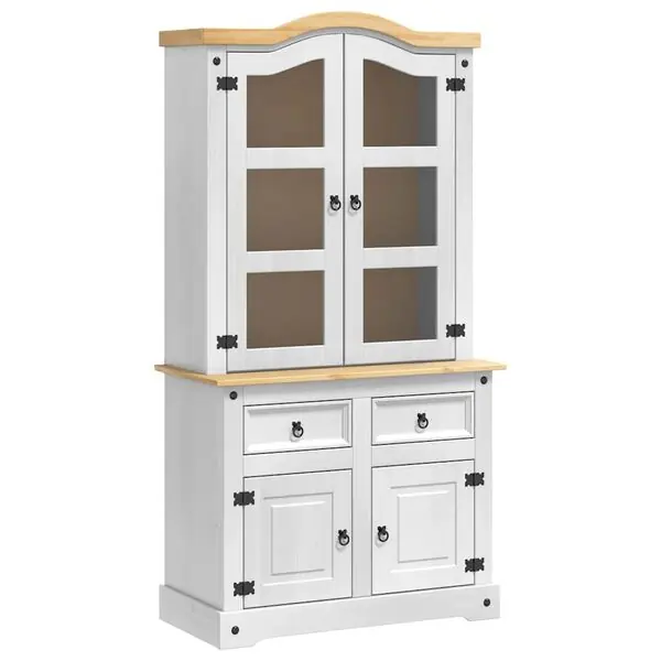 vidaXL Sideboard med låda Corona Vit 100 x 48,5 x 179 cm Massiv furu Expressleverans