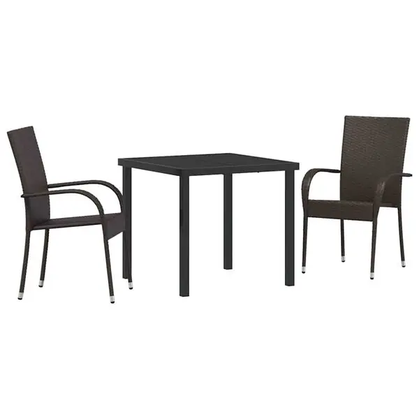 Begränsad tid vidaXL Trädgårdsmöbelset 3 pcs Svart Pulverlackerat stål