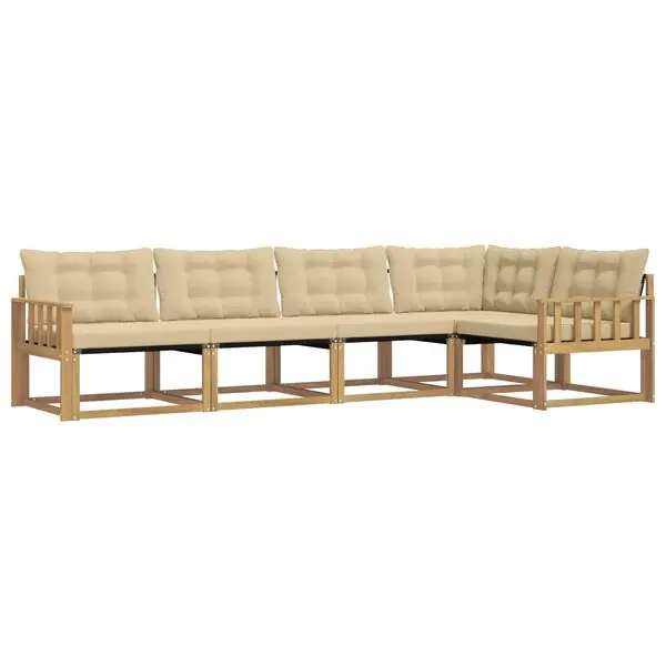 Endast denna vecka vidaXL Utomhussoffset med kudde 5 pcs Vit och Beige