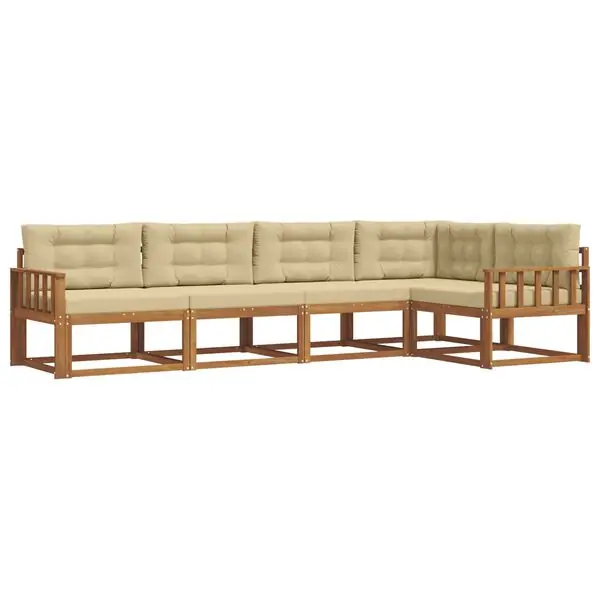 vidaXL Utomhussoffset med kudde 5 pcs Naturlig och Beige Erbjudande
