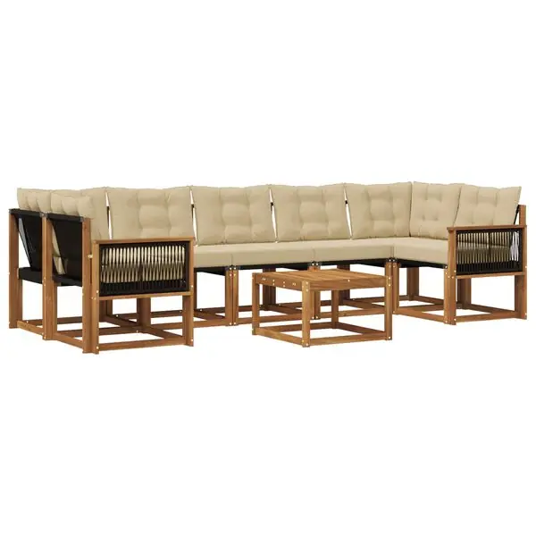 Begränsat erbjudande vidaXL Utomhussoffset med kudde 8 pcs Naturlig och Beige