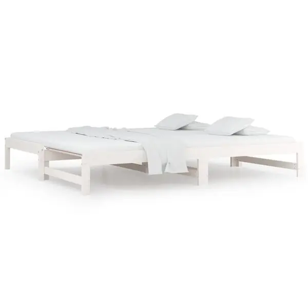 vidaXL Utdragbar dagbädd vit 2x(90x200) cm massiv furu Nedsatt pris