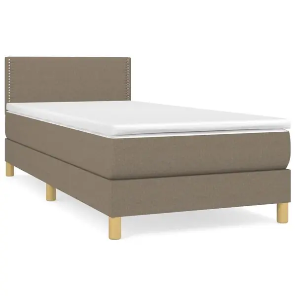 vidaXL Ramsäng med madrass taupe 90x190 cm tyg Billigare
