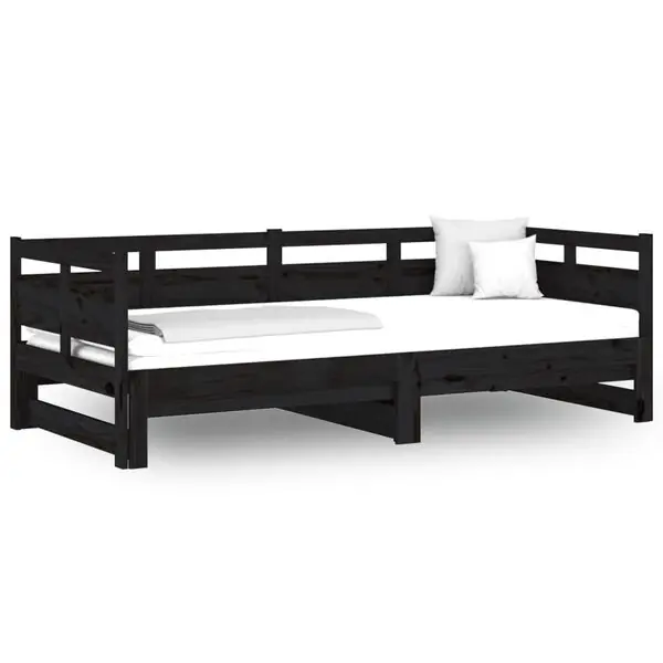 Bästa pris vidaXL Bäddsoffa svart massiv furu 2x(80x200) cm