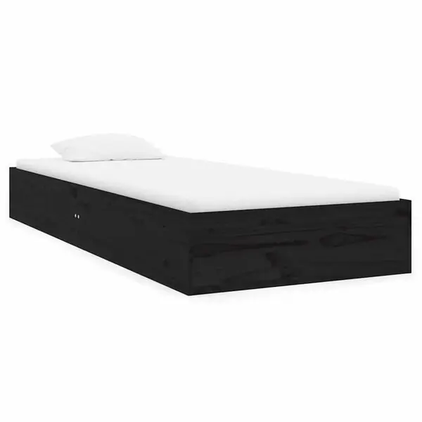 vidaXL Sängram svart massiv furu 75x190 cm Extra rabatt