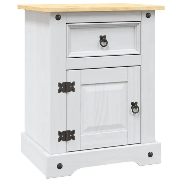 vidaXL Nattduksbord mexikansk coronastil furu vit 53x39x67 cm Lägg i varukorgen