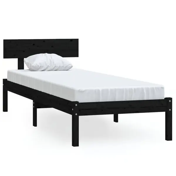 vidaXL Sängram svart massiv furu 75x190 cm Populärt val